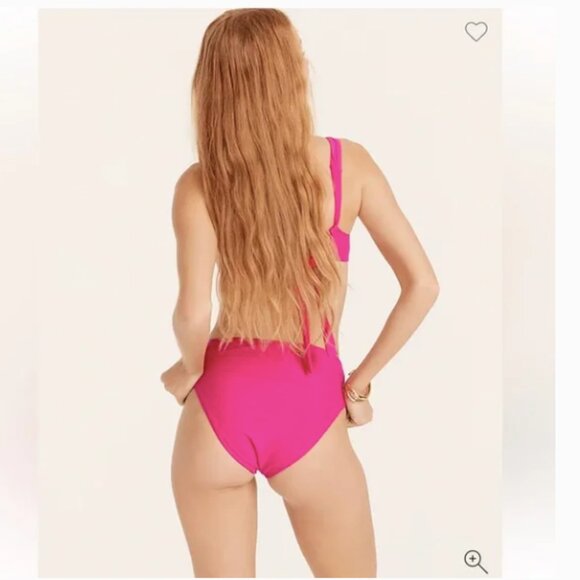 J.Crew Tie high-rise tie bikini bottom Radiant Fuchsia Medium - Picture 3 of 12